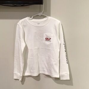 Vineyard Vines Kids White Long Sleeve Tee with Pocket
